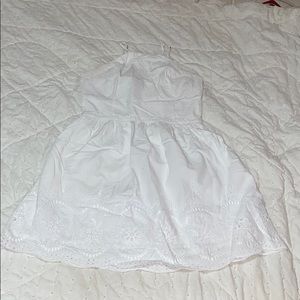 white halter neck eyelet dress